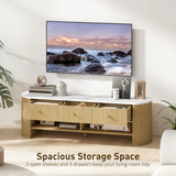 Colby Modern TV Stand with Marble-Effect Top and Storage Drawers - Natural