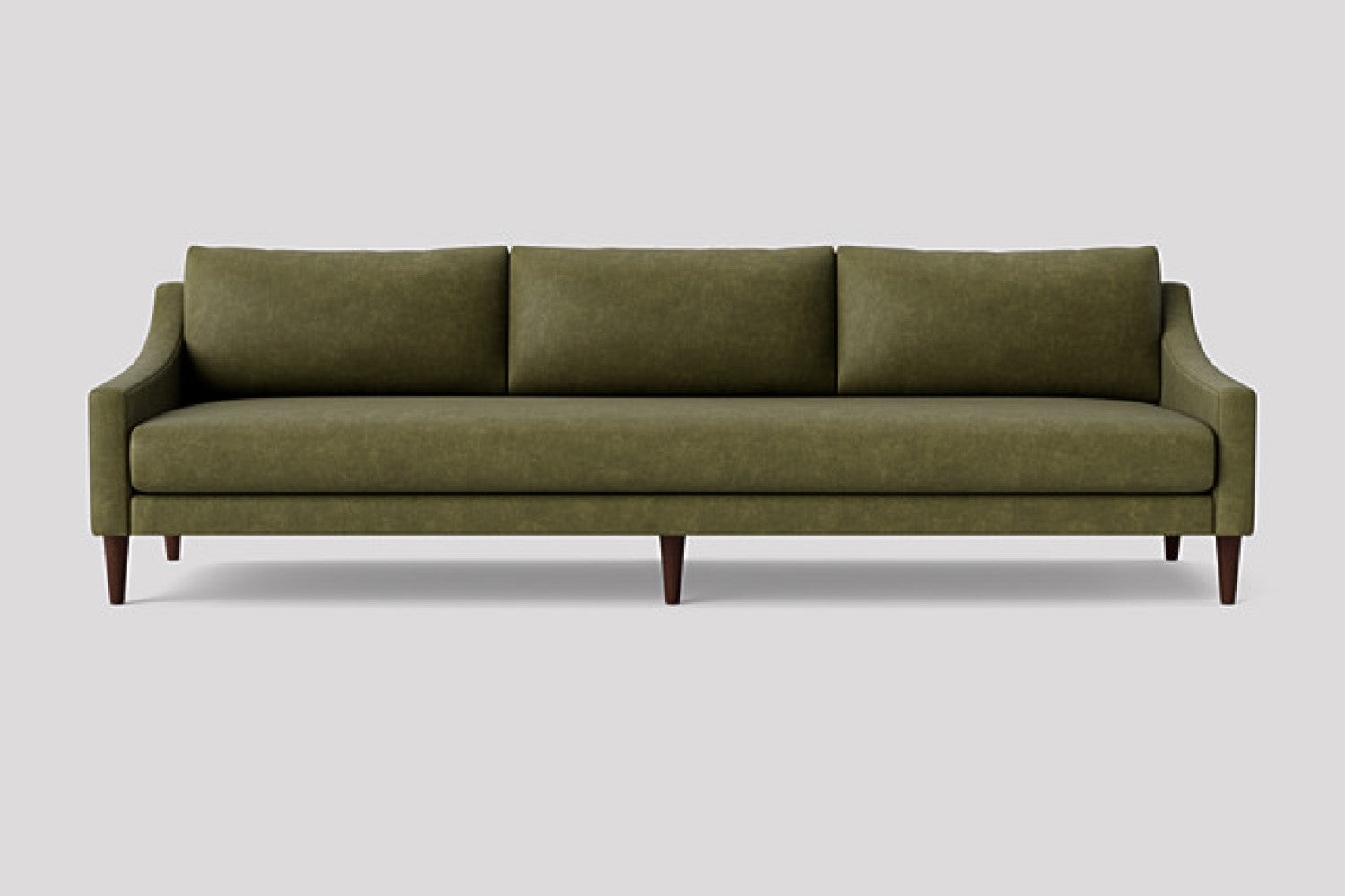 Valencia Zara Top Grain Leather Three Seats Sofa, Olive Green