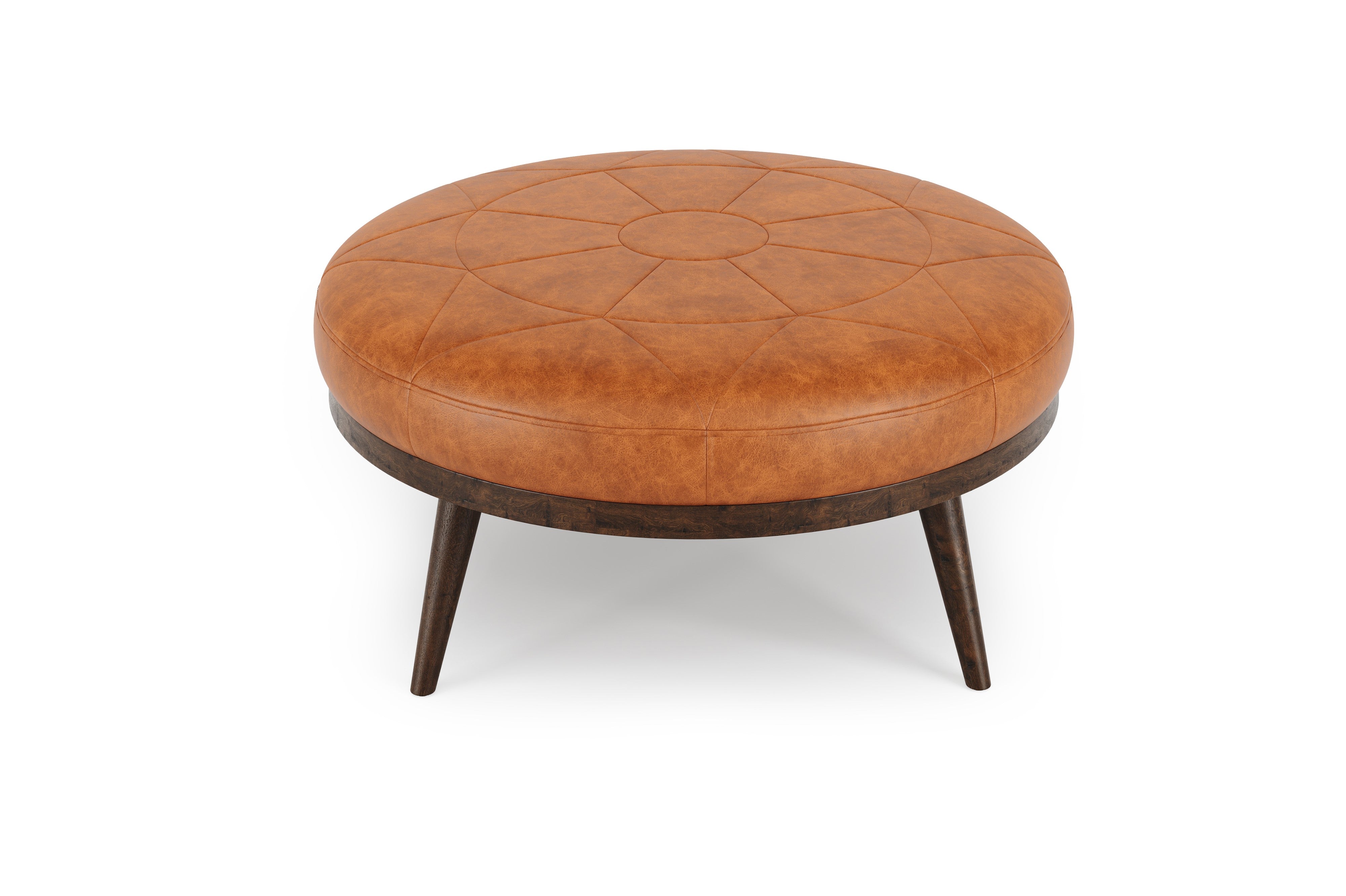 Valencia Zoe Top Grain Leather Ottoman, Cognac