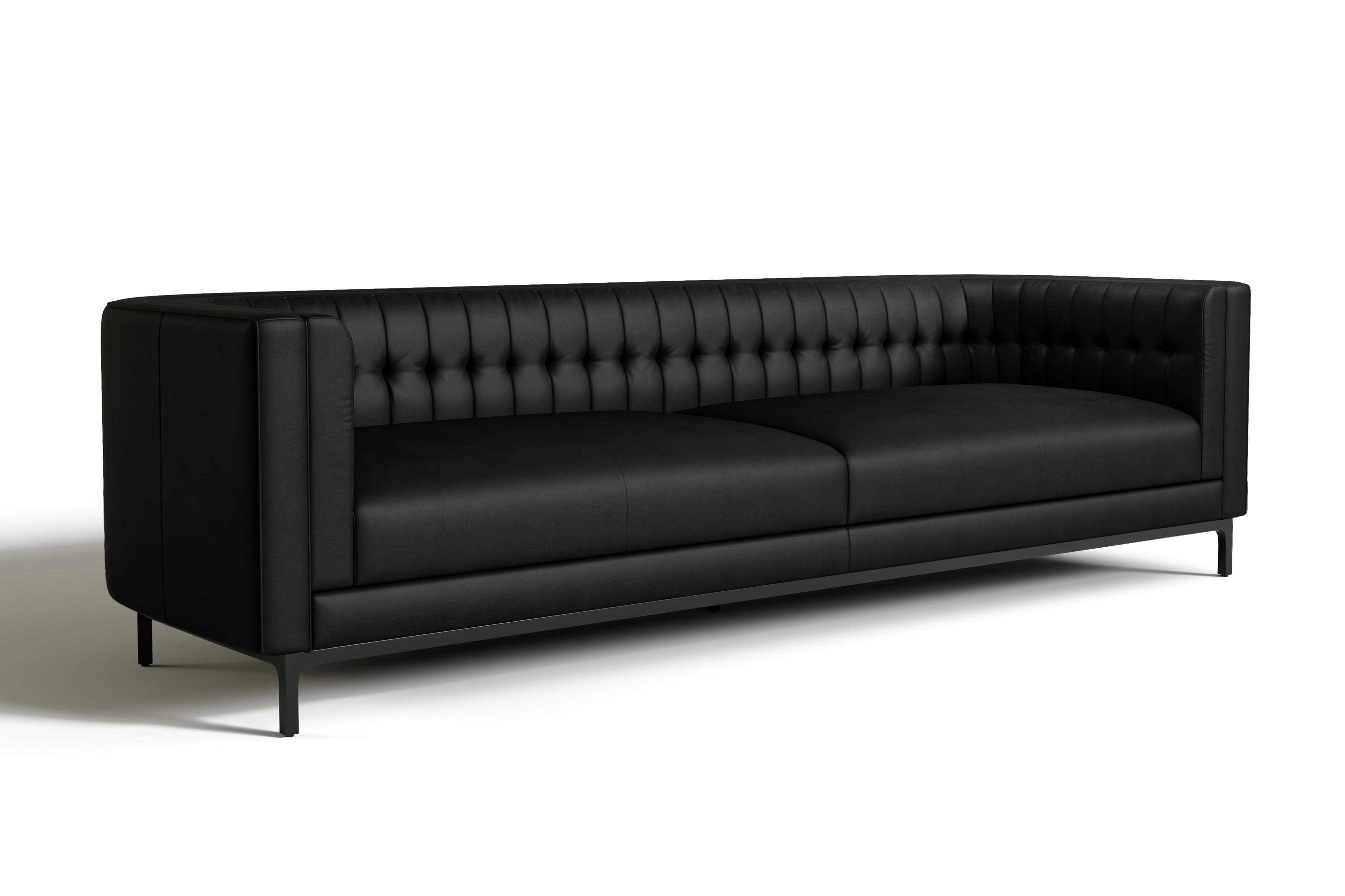 Valencia Zorion Full-Aniline Leather 104" Wide Sofa, Black