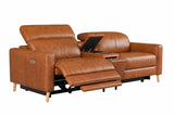 Elodie Distressed Italian Aniline Leather Dual Recliner Sofa with Console