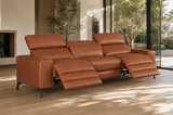 Esther Distressed Italian Aniline Leather Power Dual Recliner Sofa