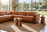 Octavia Distressed Italian Aniline Leather Reclining Corner Sectional Sofa