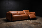 Octavia Distressed Italian Aniline Leather Dual Reclining Sofa