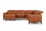 Esther Distressed Italian Aniline Leather Corner Recliner Sectional Sofa