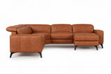 Esther Distressed Italian Aniline Leather Corner Recliner Sectional Sofa