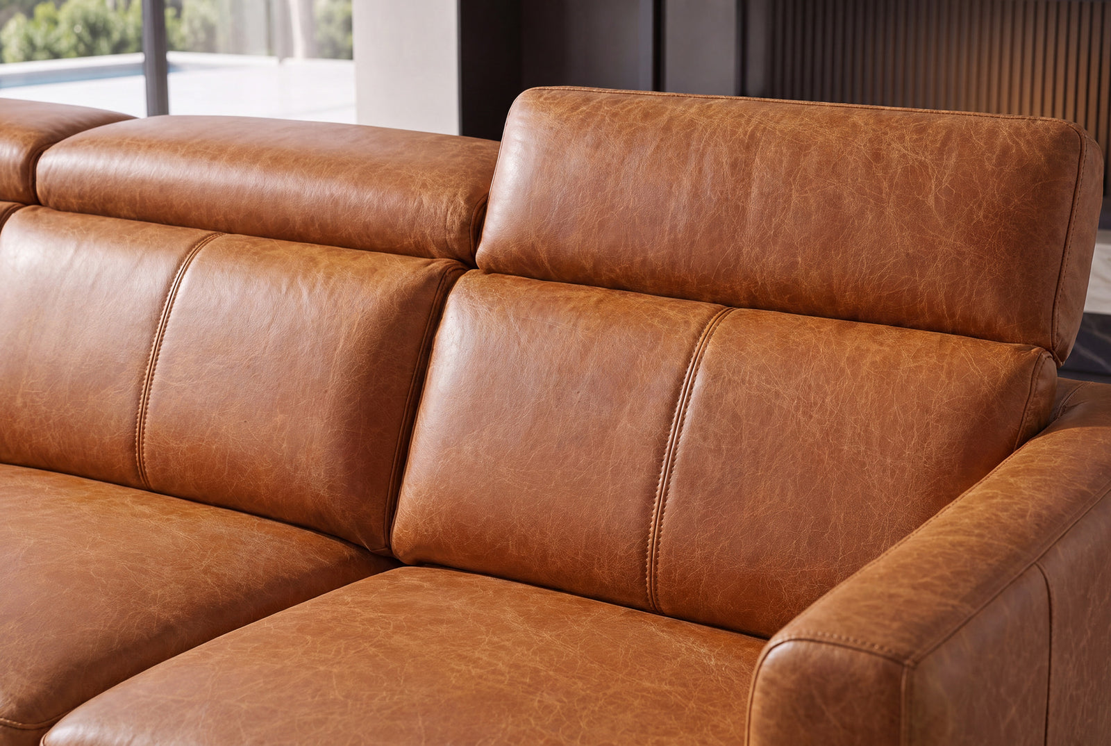 Distressed leather glowing in natural light
