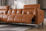 Sofia Distressed Italian Aniline Leather Dual Reclining Sofa