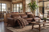 Esther Distressed Italian Aniline Leather Power Dual Recliner Sofa