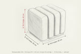 Abbadia ottoman dimensions on a pencil sketch: 16.5 in high, 16.5 in deep, 16.5 in wide; recessed plinth 14.8 in by 13.6