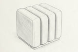 Pencil sketch of the Abbadia ottoman, three-quarter view from above