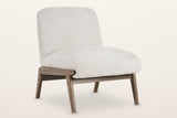 Acquasparta armless velvet accent chair in beige on a walnut-finish wood frame