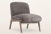 Acquasparta armless velvet accent chair in dark taupe on a solid wood frame