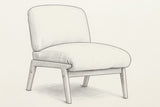 Pencil sketch of the Acquasparta accent chair, three-quarter view from above