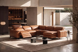 Esther Distressed Italian Aniline Leather Corner Recliner Sectional Sofa