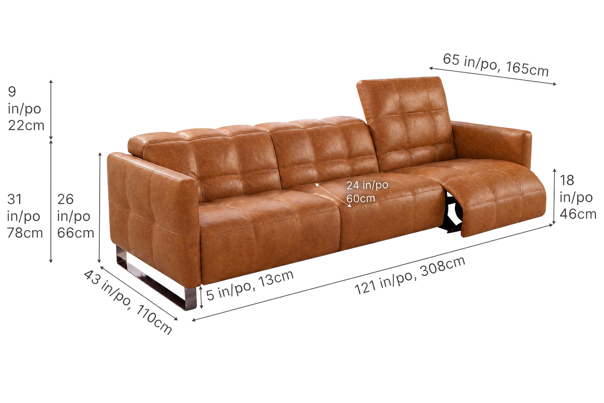 Sofia Distressed Italian Aniline Leather Dual Reclining Sofa
