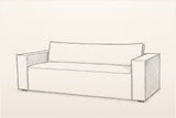 Pencil sketch of the Agerola sofa, three-quarter view
