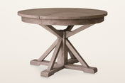Aggius round reclaimed pine extension dining table in Rustic Sundried