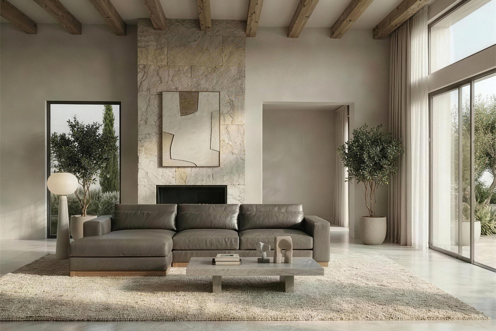 Vela Leather Sectional Sofa