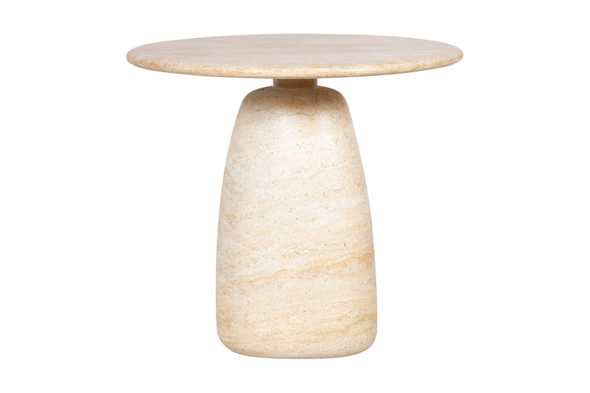 Ainsley travertine-look concrete side table, side view