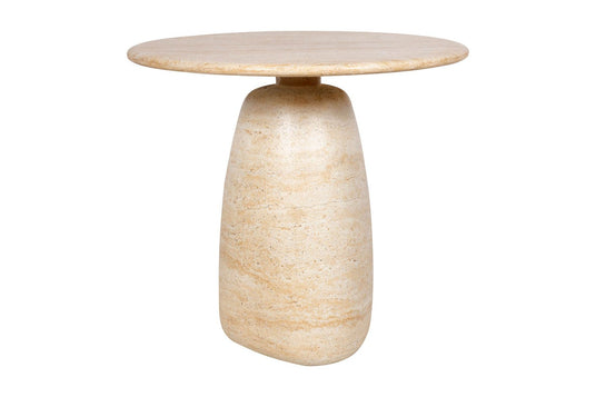 Ainsley Travertine-Look Concrete Side Table - Shaped Like a River Stone