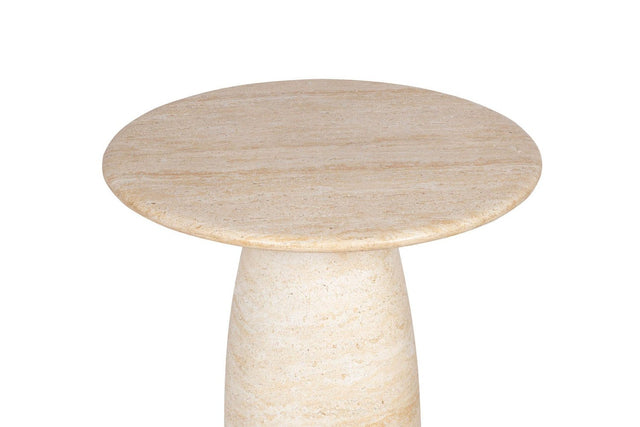 Ainsley Travertine-Look Concrete Side Table - 24-Inch Round Top