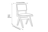 Alaya dining chair dimensions: 17.32 in wide, 21.25 in deep, 33.85 in high
