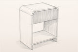 Pencil sketch of the Alberona nightstand, three-quarter view from above