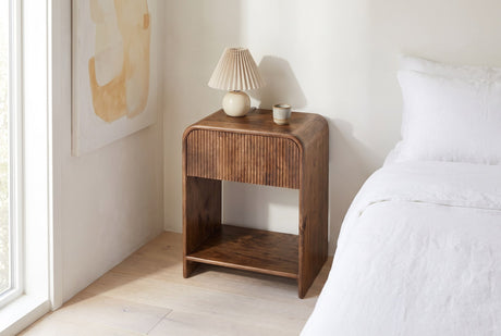 Alberona Reeded Mango Wood Nightstand