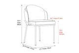 Alexander dining chair dimensions: 21.7 in wide, 22.5 in deep, 33.5 in high, seat 19.5 in high