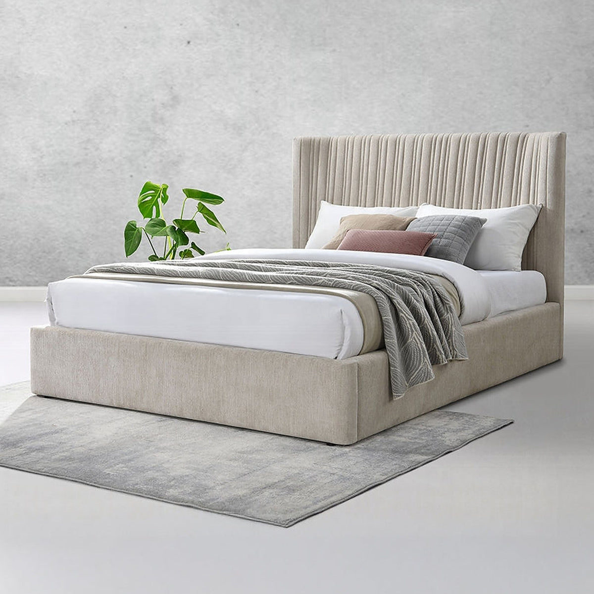 Alsace Luxury Upholstered Bed - Beige