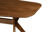 Close-up of an Amandola end in Light Walnut: the rounded end of the mango top with its thin bevelled edge
