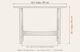 Amelia dimensions: 42.1 in long, 11.8 in deep, 30.1 in high, 29.7 in between the trestles