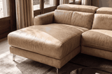 Andria Distressed Italian Aniline Leather Power Reclining Sectional Sofa