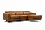 Andria power Reclining Sectional in distressed Italian aniline leather