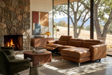Andria power Reclining Sectional in distressed Italian aniline leather