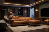 Andria power Reclining Sectional in distressed Italian aniline leather