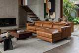Andria power Reclining Sectional in distressed Italian aniline leather