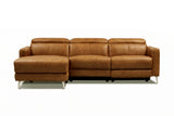 Andria power Reclining Sectional in distressed Italian aniline leather