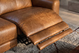 Andria power Reclining Sectional in distressed Italian aniline leather