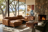 Andria power Reclining Sectional in distressed Italian aniline leather