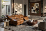 Andria power Reclining Sectional in distressed Italian aniline leather