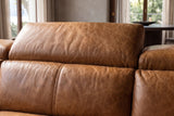 Andria power Reclining Sectional in distressed Italian aniline leather