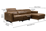 Andria power Reclining Sectional in distressed Italian aniline leather