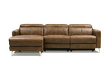 Andria power Reclining Sectional in distressed Italian aniline leather