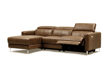 Andria Distressed Italian Aniline Leather Power Reclining Sectional Sofa