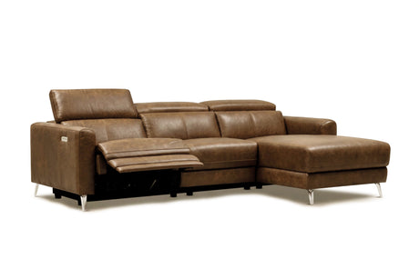 Andria Distressed Italian Aniline Leather Power Reclining Sectional Sofa