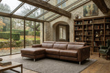 Andria power Reclining Sectional in distressed Italian aniline leather