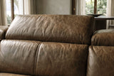 Andria power Reclining Sectional in distressed Italian aniline leather