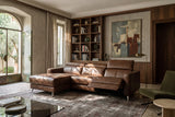 Andria power Reclining Sectional in distressed Italian aniline leather